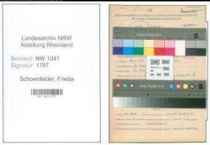 Entnazifizierung Frieda Schoenfelder , geb. 28.03.1895 (Verkaeuferin)