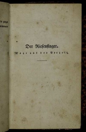 Der Riesenfinger : Sage aus der Vorzeit