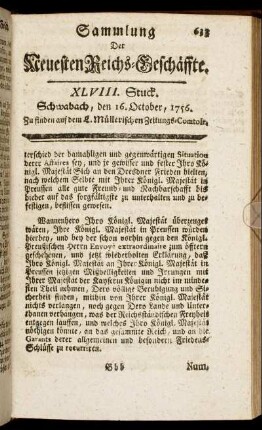 XLVIII. Stuck. Schwabach, den 16. October,1756.