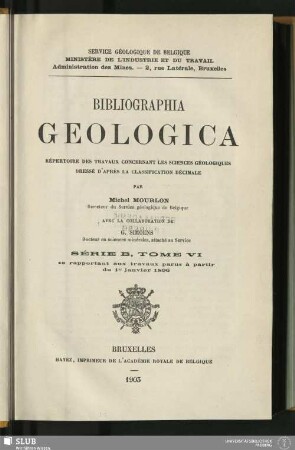 6.1903: Bibliographia geologica