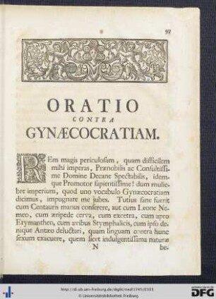 Oratio Contra Gynaecocratiam.