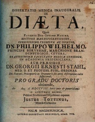 Dissertatio medica inauguralis de diaeta