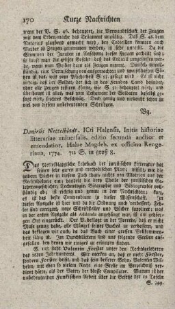 Initia historiae litterariae iuridicae universalis. Ed.II. et auct.