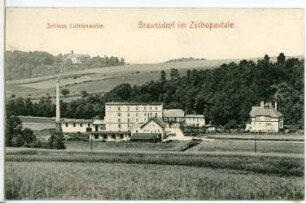 Braunsdorf. Blick auf Braunsdorf und Schloss Lichtenwalde