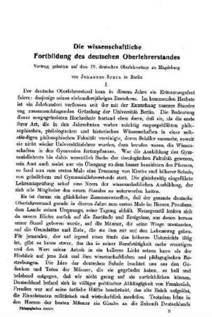 Die wissenschaftliche Fortbildung des deutschen Oberlehrerstandes