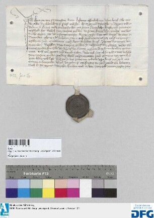 Hermann von Praitenstein stellt der Stadt Nürnberg Quittung aus über 2000 fl. Reichssteuer, die ihm der König Sigismund verschrieben hat.