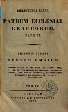 Philonis Judaei opera omnia : textus editus ad fidem optimarum editionum, 4