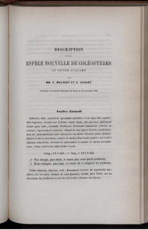 Description Espece Nouvelle De Coleopteres