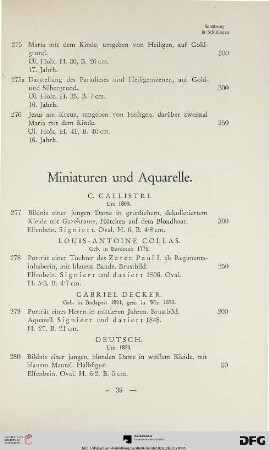Miniaturen und Aquarelle (Nr. 277-307)