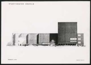 Stadttheater, Krefeld: Ansicht Osten, 2. Entwurf