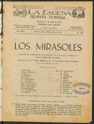 Los mirasoles : comedia de costumbres provincianas, en tres actos