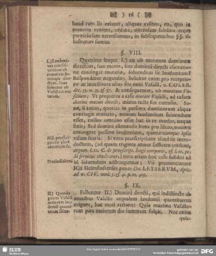 §. VIII. [Casus I. ubi ob mutatum dominium directum, laudemium regulariter soluendum non est, exhibetur]