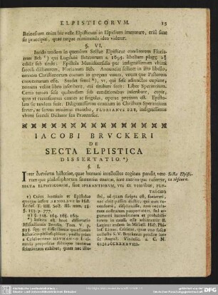 Iacobi Bruckeri De Secta Elpistica Dissertatio