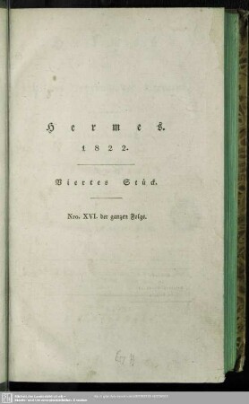 16.1822: Hermes oder kritisches Jahrbuch der Literatur