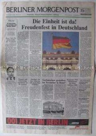 Tageszeitung "Berliner Morgenpost" zum "Tag der deutschen Einheit", mit Beilage "Berliner Illustrirte Zeitung"