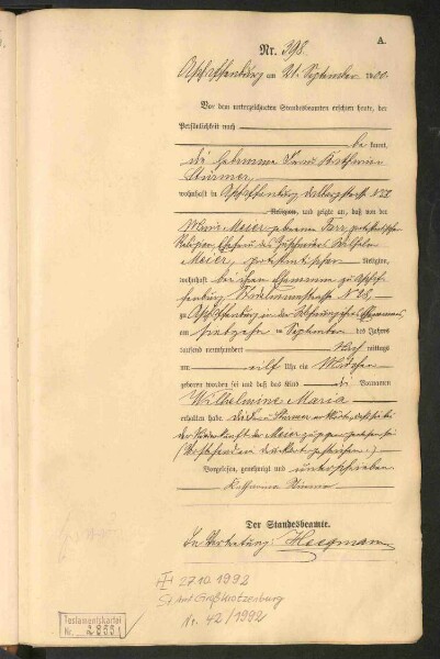 Standesamtsbuch der Stadt Aschaffenburg: Geburten 365/1900 - 184/1901