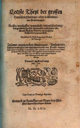 Letzte Theil der großen Teutschen Chirurgei