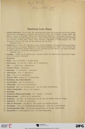 Sammlung Louis Braun (Nr. 1-188)