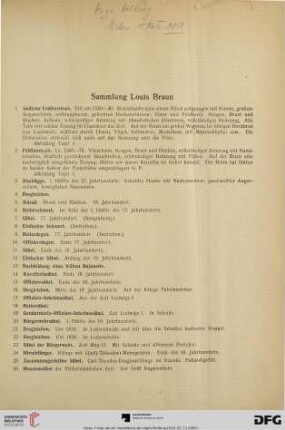 Sammlung Louis Braun (Nr. 1-188)