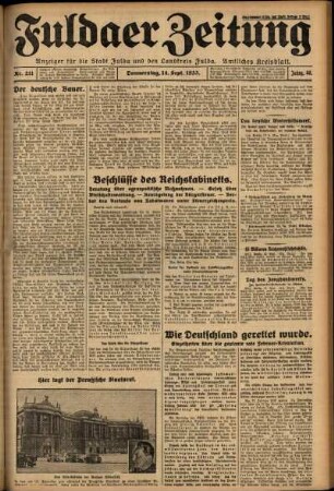 Erste Ausgabe vom Donnerstag, den 14. September 1933.