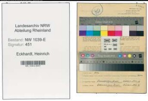 Entnazifizierung Heinrich Eckhardt , geb. 09.05.1905 (Elektroingenieur)