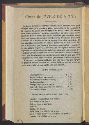 Obras de Javier de Viana