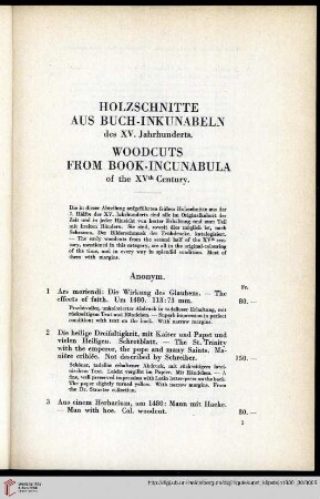 Holzschnitte aus Buch-Inkunabeln des XV. Jahrhunderts / Woodcuts from book-incunabula of the XVth Century (Nr. 1-53)