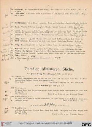 Gemälde, Miniaturen, Stiche (Nr. 581-678)