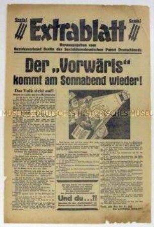 Sonderdruck der SPD Berlin zum Verbot des "Vorwärts"