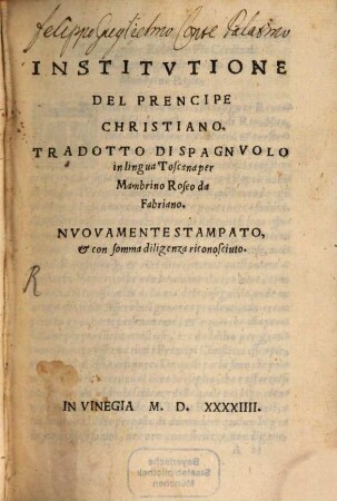 Institutione del Prencipe christiano