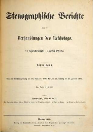 Verhandlungen des Reichstages. Stenographische Berichte. 79. 1884/85