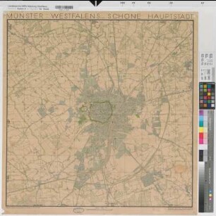 Münster (Münster) Stadtplan 1939 1 : 15 000 73 x 73 farb. Druck: G. A. Hülswitt, Münster Hauptvermessungsabteilung B Nr. 1268c