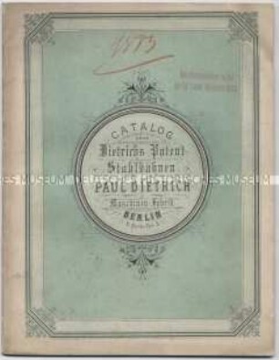 Catalog über Dietrich`s Patent-Stahlbahnen