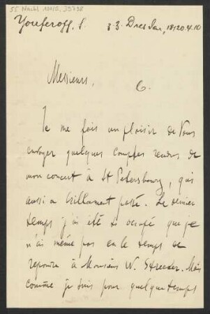 Brief an B. Schott's Söhne : 18.04.1910