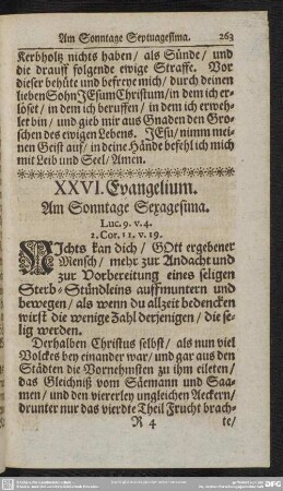 XXVI. Evangelium. Am Sonntage Sexagesima
