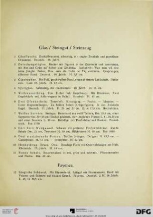 Glas / Steingut / Steinzeug (Nr. 1-11)