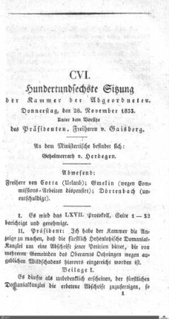 106. Sitzung, Stuttgart, 28.11.1833