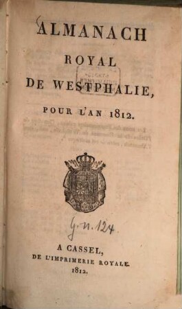 Almanach royal de Westphalie : pour l'an ... 1812