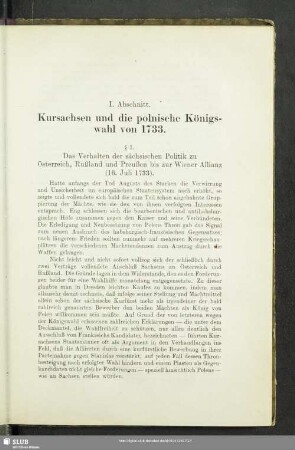 I. Abschnitt: Kursachsen und die polnische Königswahl von 1733