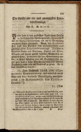 Die Epistel am ein und zwanzigsten Trinitatissonntage. Eph. 6, V. 10-17