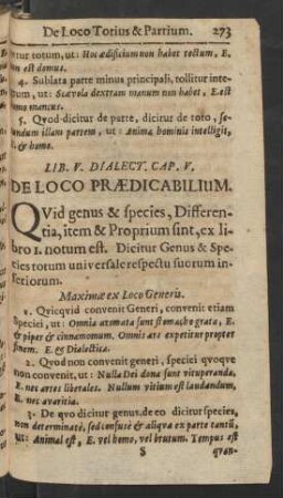 Cap. V. De Loco Praedicabilium.