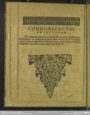 Commonefactio Ad Lectorem