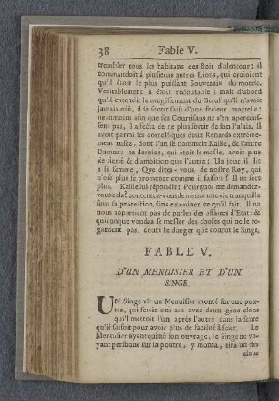 Fable V. D'un menuisier et d'un singe.