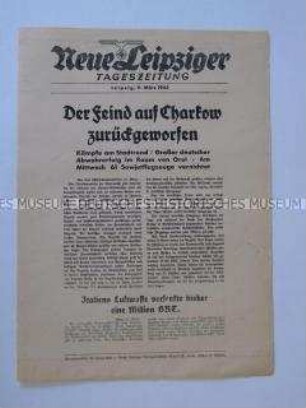 Extrablatt der "Neuen Leipziger Tageszeitung" u.a. über die Leistungen der italenischen Luftwaffe