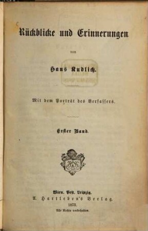 Rückblicke und Erinnerungen, 1
