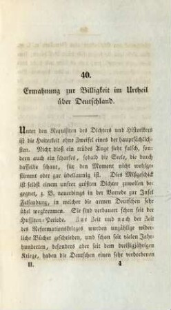 40. Ermahnung zur Billigkeit im Urtheil über Deutschland