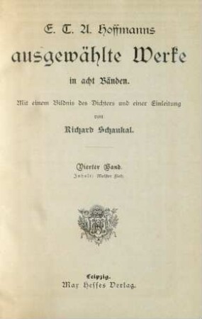 Bd. 4: Meister Floh