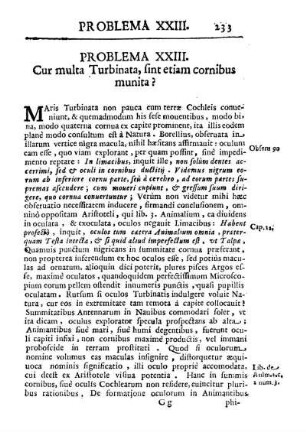 Problema XXIII. Cur multa Turbinata, sint etiam cornibus munita?