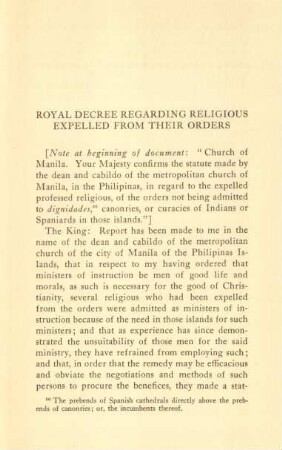 Royal decree regarding religious expelled from their orders
