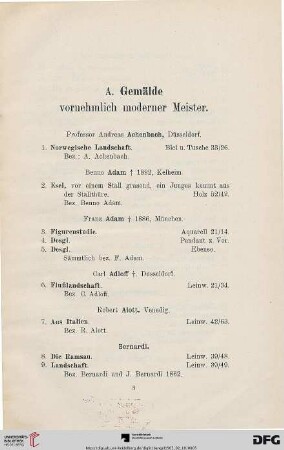 A. Gemälde vornehmlich moderner Meister (Nr. 1-195)